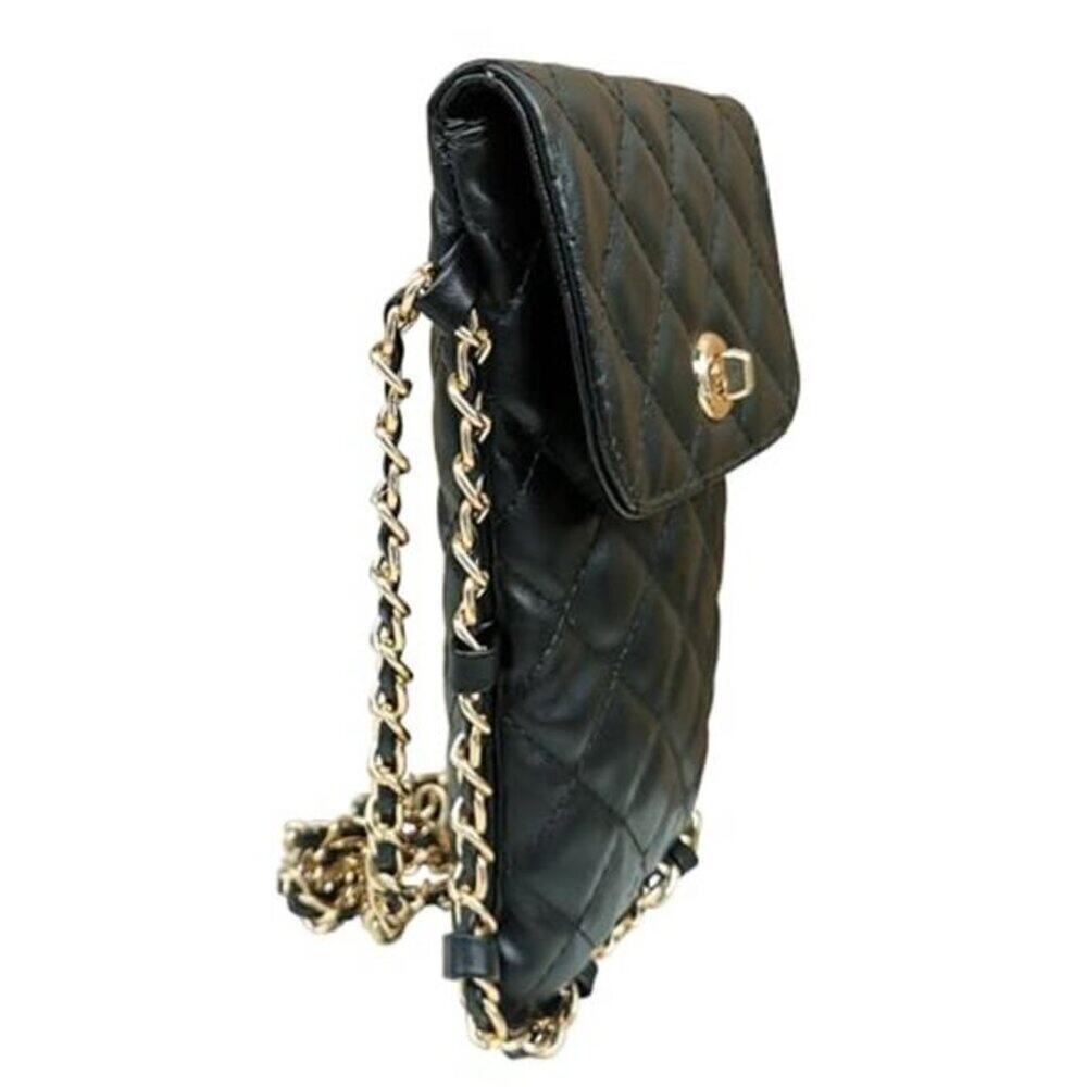 Cell Phone Crossbody Bag Quilted Vegan Leather Phone Purse with Soft Chain - Picture 10 of 13
